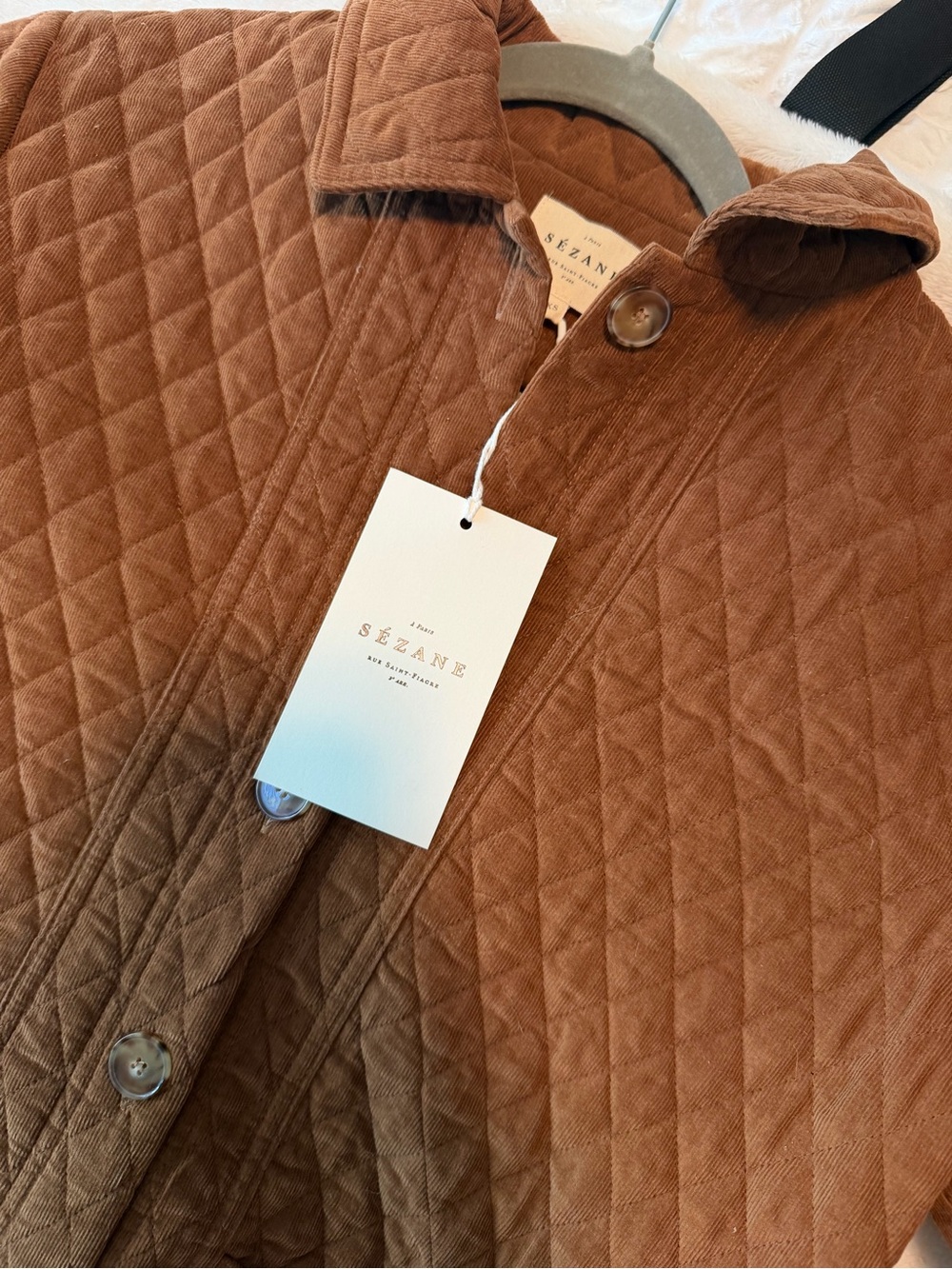 Sezane Quilted Brown Jacket - Picture 3 of 4